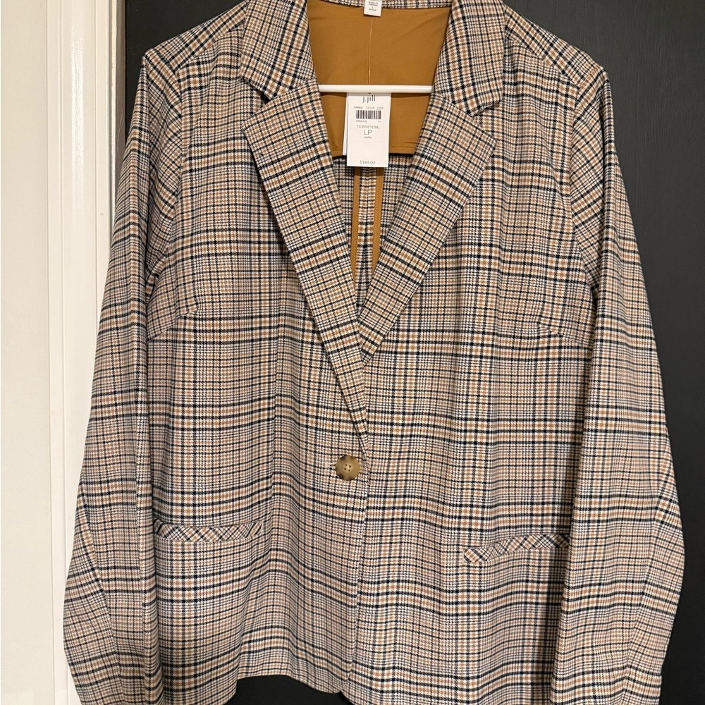 J. Jill Tan and Black Plaid Blazer